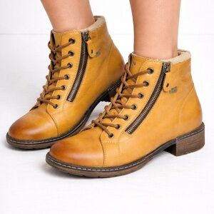 Remonte Yellow Leather Ankle Boots with Zipper size 37